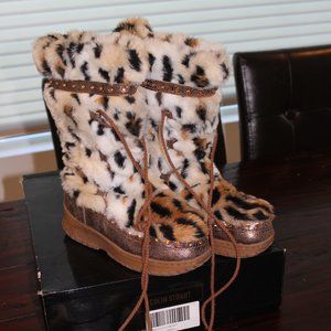 COLIN STUART LEOPARD SNOW BOOTS SIZE 7 VS CATALOG